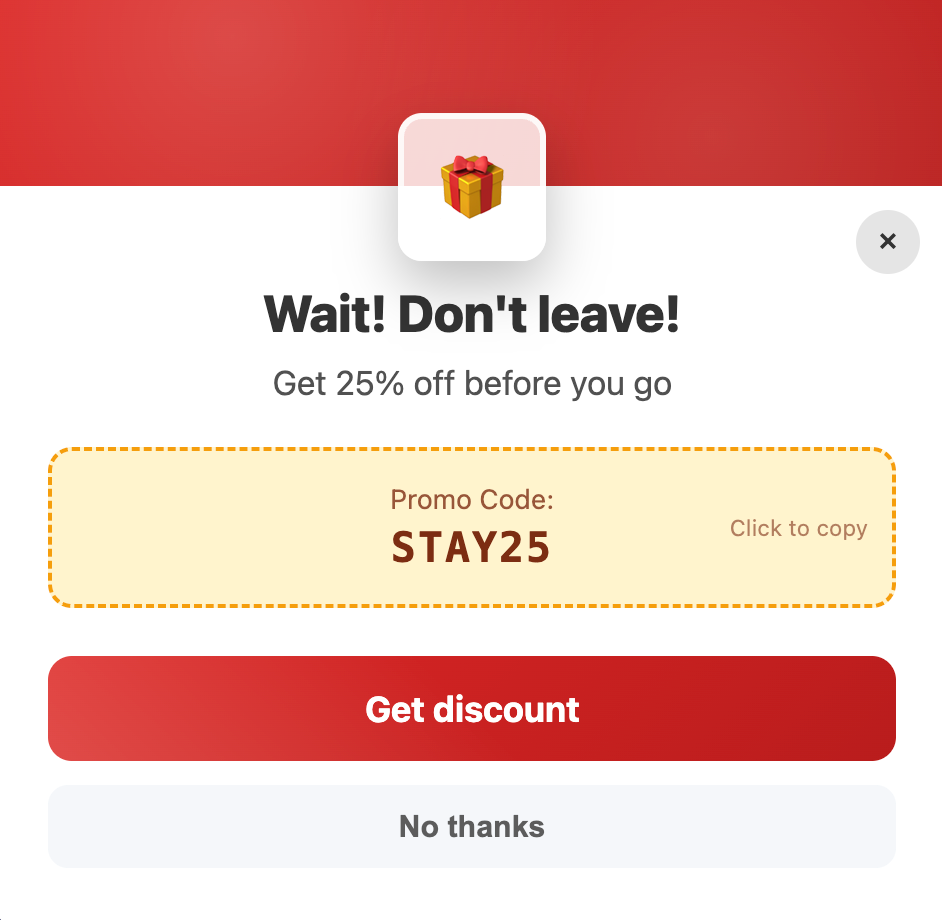 🎁 Discount Popup Widget